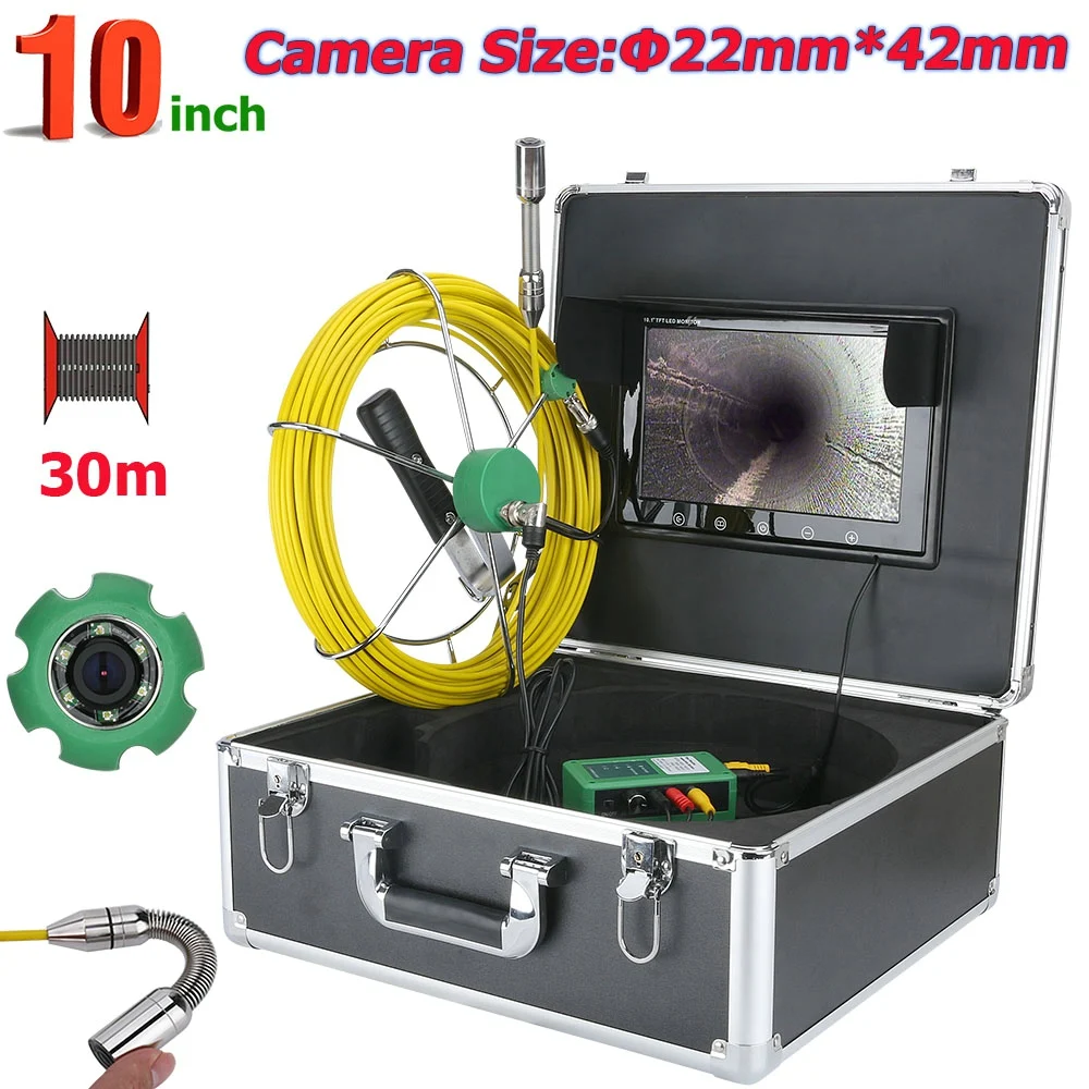 50 м 30 M 20 M 10 дюймов 22 мм промышленных трубы Канализационные инспекции видео Камера IP68 Водонепроницаемый трубы камера для исследования