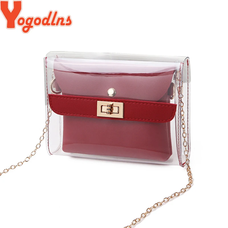 Yogodlns الأزياء حقائب للنساء شفافة حقيبة الأم PU PVC حقيبة ساع الإناث حقيبة كتف صغيرة Crossbody حقيبة مصمم