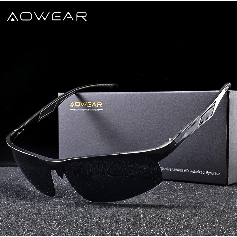 AOWEAR, алюминиевые спортивные солнцезащитные очки, мужские поляризационные уличные солнцезащитные очки, мужские роскошные зеркальные очки, очки Polaroid Oculos