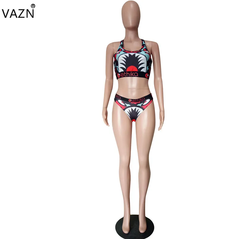 VAZN, новинка, сексуальный стиль, Женский комплект из 2 предметов, топ на бретелях, короткие штаны, открытый пляжный комплект для снижения возраста, LSL6229 - Цвет: Многоцветный