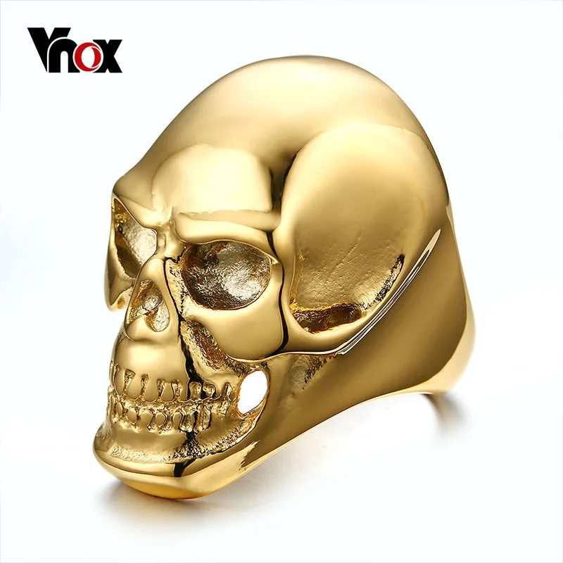 Vnox Big Skull Rings for Men Punk Rock Male Boy Ring for Halloween Party Hip-hop Ceremony Jewelry