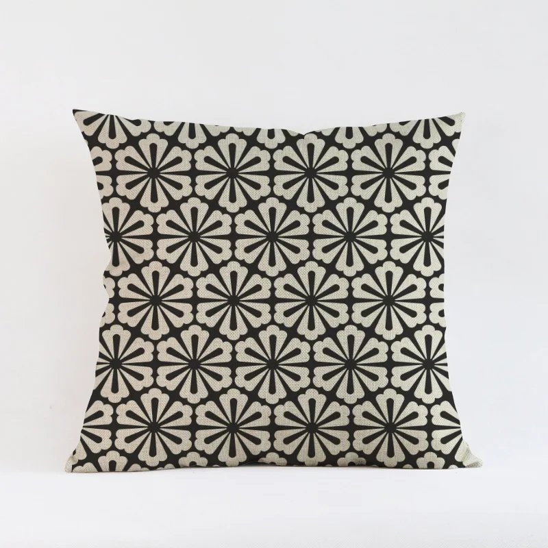 

Black White Geometric Diamond Cushion Cover Cotton Linen Square Home Decoration Sofa Chair Throw Pillow Case Car Covers 45x45cm