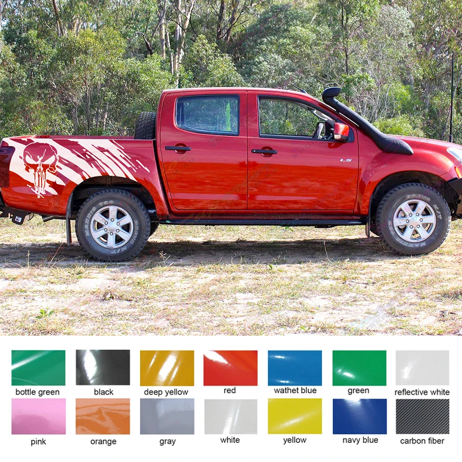 

Car exterior 2 Pcs skull side stripe graphic Vinyl sticker for isuzu dmax 2012-2019