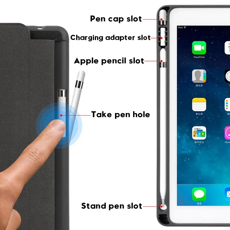 Чехол для iPad Pro 9 7 дюйма с Apple Pencil Holder ZEAMAR кожаный смарт чехол магнитной подставкой