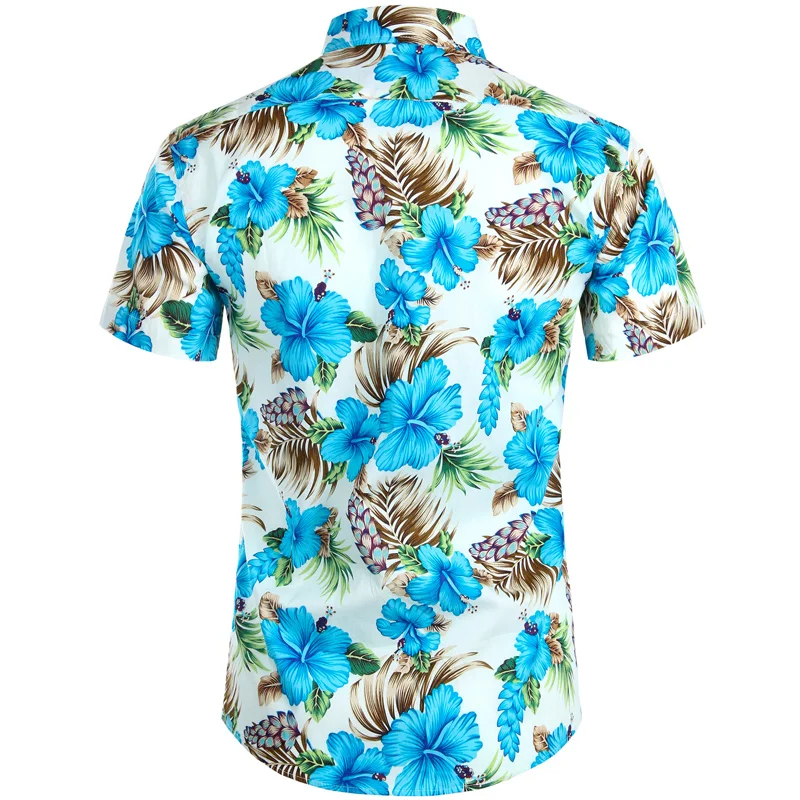 Гавайские рубашки мужские тропические розовые цветочные пляжные рубашки летние с коротким рукавом Одежда для отдыха повседневная гавайская рубашка для мужчин размер США XXL