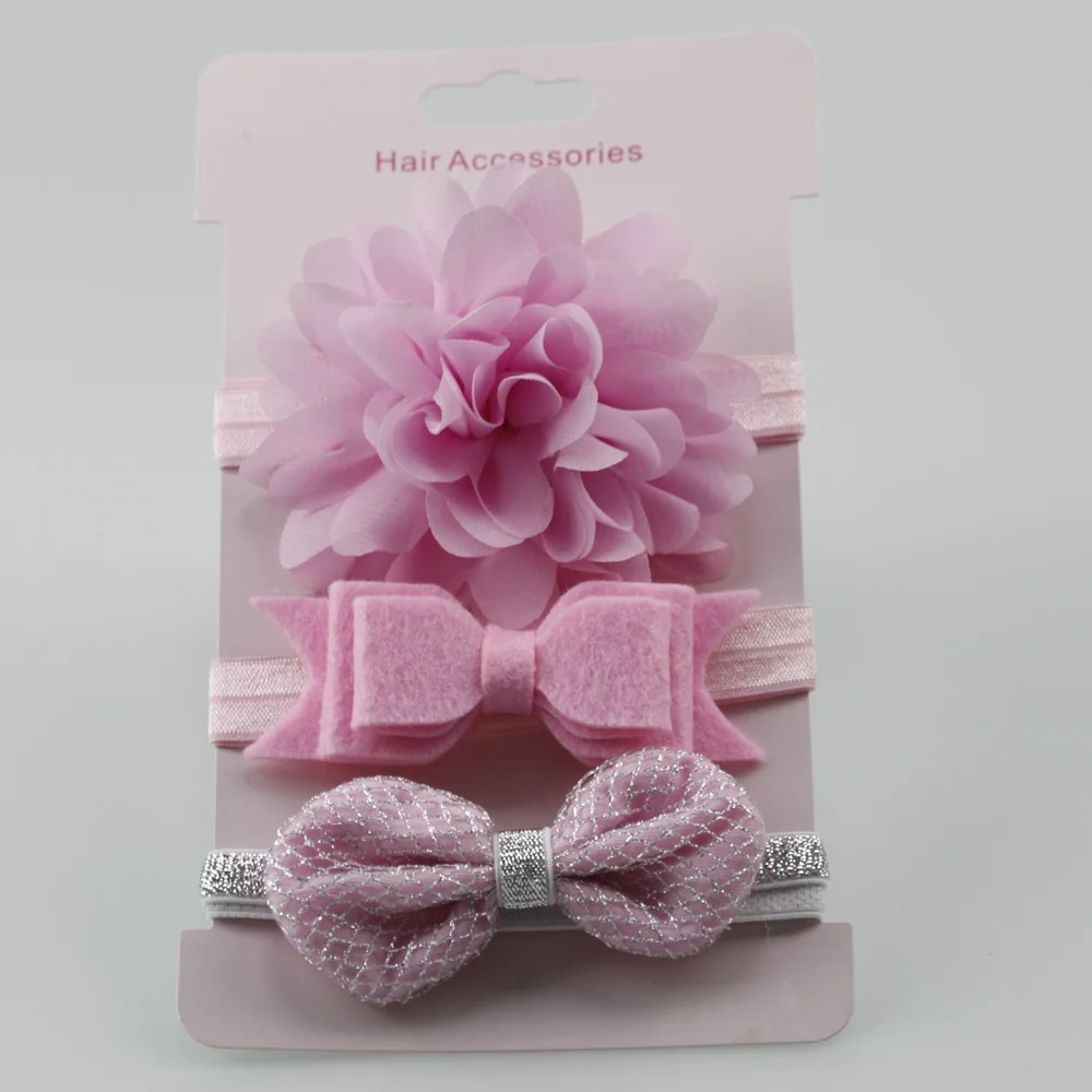 3Pcs Baby Elastic flower headband Headbands Hair Girls Bebe Bowknot Hairband Toddler Infants accessories set photography props
