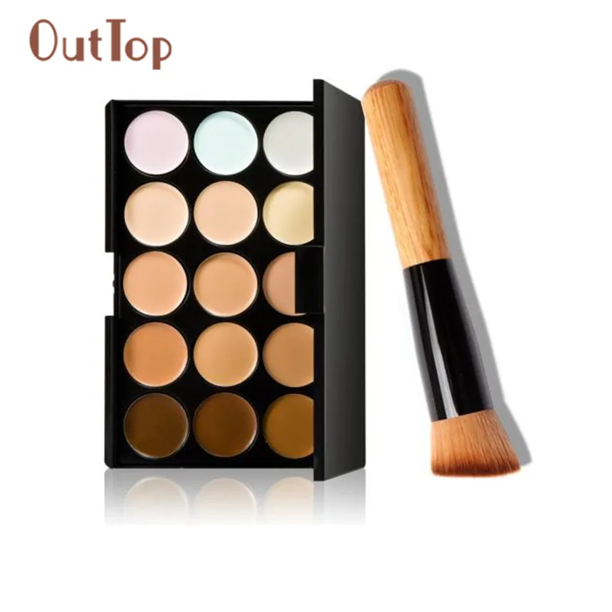 

Wholesale 1PC Makeup Brush +15 Colors Makeup Concealer Contour Palette Drop shipping JN08