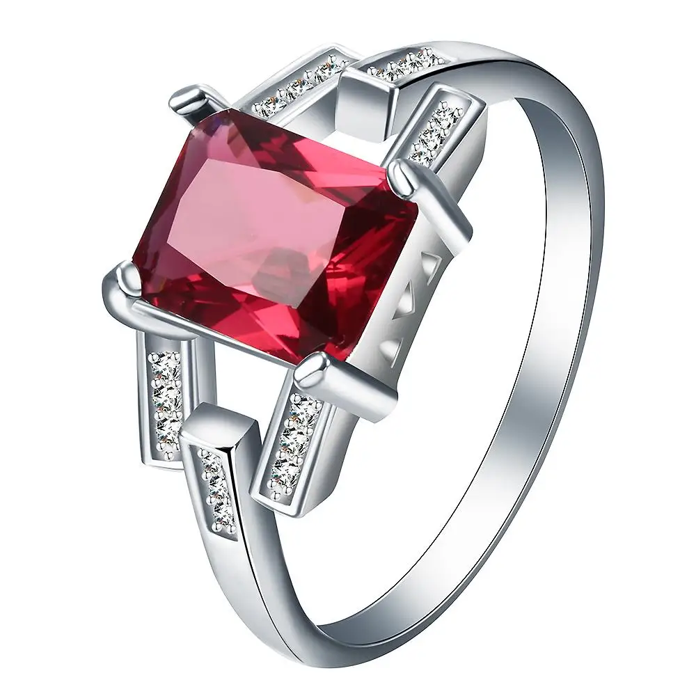 Создан красный набор ювелирных украшений с фианитами для свадебный подарок для невесты Мода женское ожерелье с камнями серьги кольцо серебряного цвета ювелирные изделия