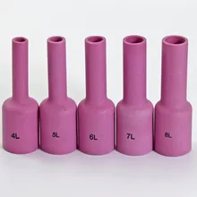 TIG длинная глиноземная керамическая насадка газовая линза для объектива Комплект аксессуаров подходит для TIG сварочный фонарь PTA DB SR WP 17 18 26 серия 5 шт