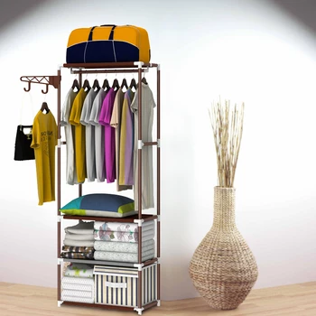 

Steel wardrobe Creative fashion hangers Easy assembly Put the things Shelf coat rack