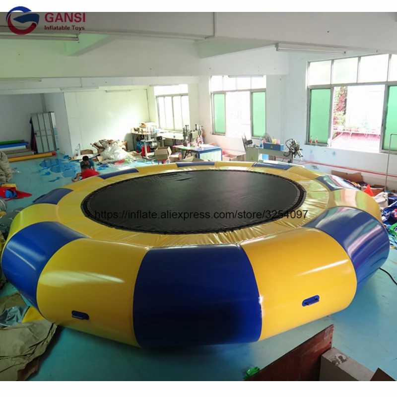 Newest Hot Selling 4M Inflatable Water Trampoline Float , Trampoline Park Inflatable Jumping Water Bed For Entertainment wholesale price air trampoline inflatable jumping bed human inflatable water floating trampoline for sea games