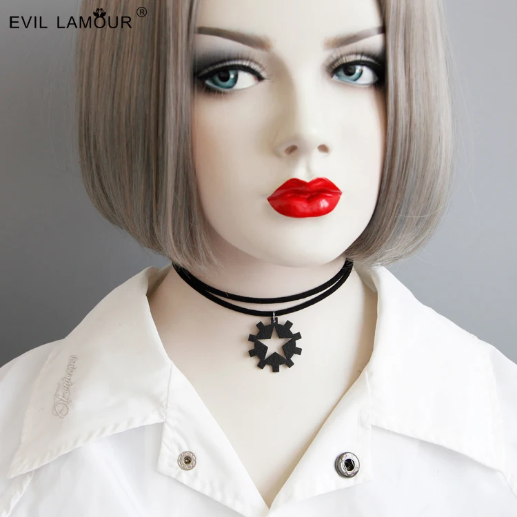 NEW Double Layer Cord Choker Necklace for Woman Simple Punk Gear Star