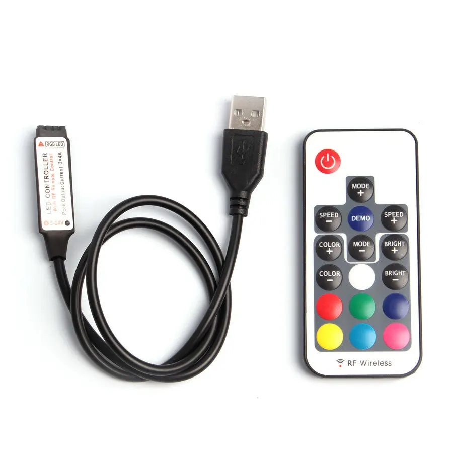 Usb СВЕТОДИОДНЫЙ светильник s 5 12 24 V Вольт Rgb Usb Rf пульт дистанционного управления 5v 12v 24v Usb светодиодный светильник 3 11 17 24 ключ дистанционного управления беспроводной