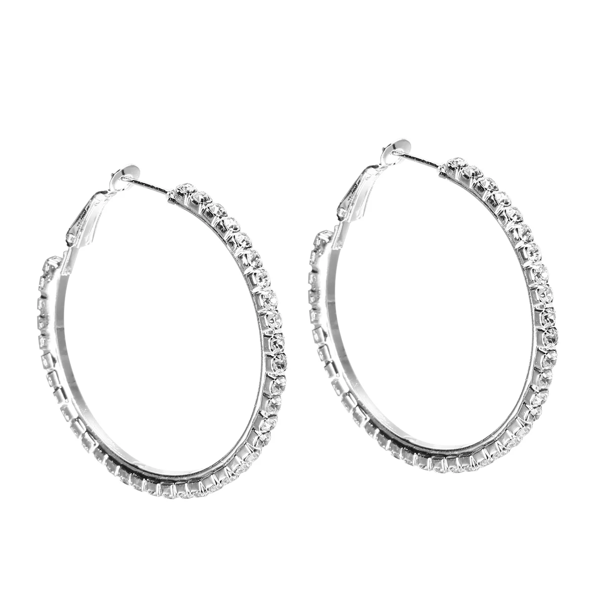 Luxury Elegant Crystal Round Circle Earrings Fashion Charming Hoop Earring Trendy Jewelry Birthday Gifts For Women