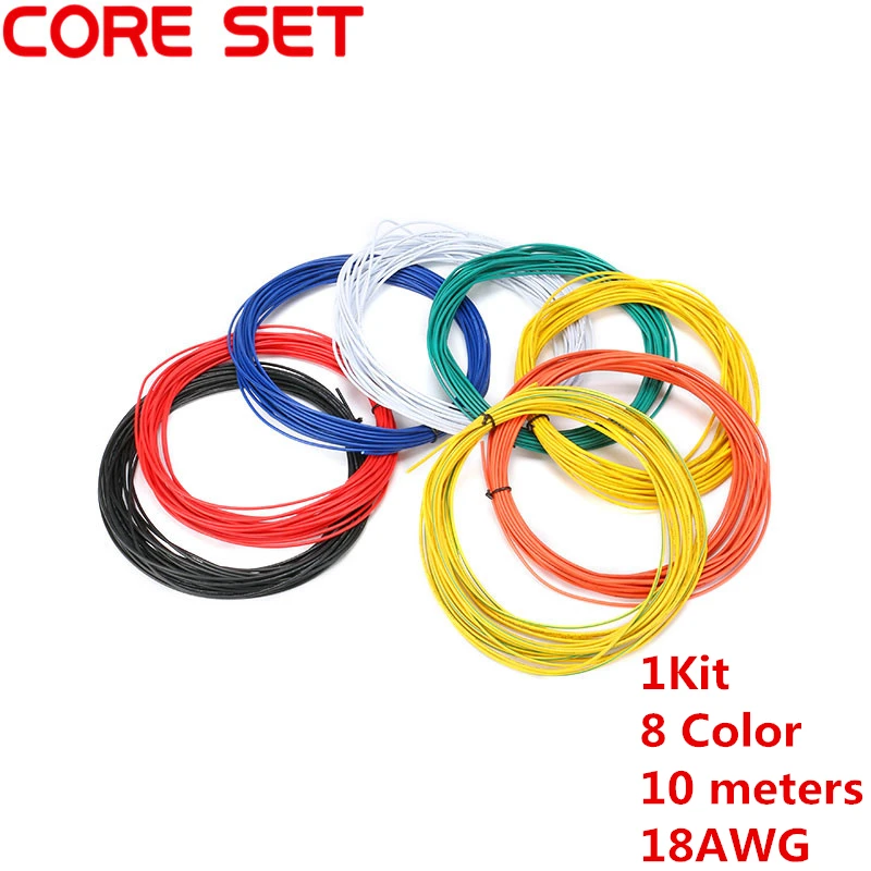  1pin Flexible Stranded 10 metres UL Wire 18 Gauge AWG 8 Colors Kit PVC Wires Electric cableLED cabl