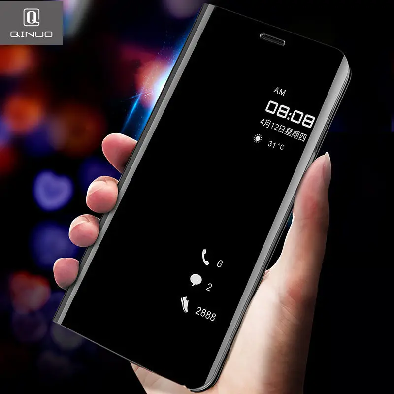 

QINUO Smart View Flip Stand Case For Huawei Honor 8 9 V10 7C 7s Mate 10 P8 P20 P9 P10 Lite Pro Nova3E 2i Lite Y5 6 7 9 Prime 7A