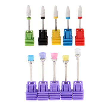 

Perfeclan 5 Pieces Polishing Nail Grinding Grinder Head + 5pcs Clean Brushes Nail Grinding Head Drill Bit