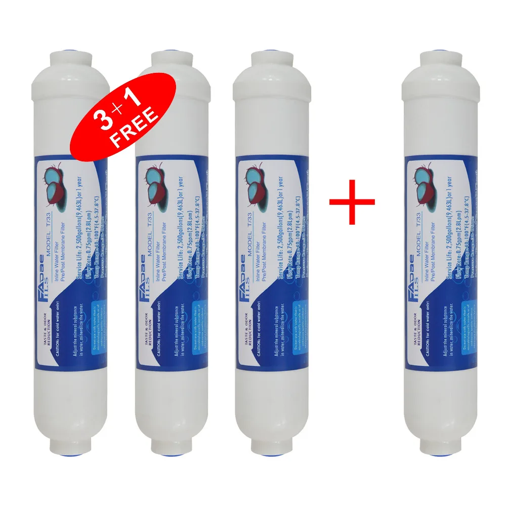 

4 PACK of 10" Inline Granular Activated Carbon Water Filter Cartridges For Reverse Osmosis System Refrigerator and Coffee Maker