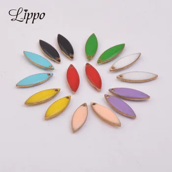 

32pcs Oval Copper Enamelled Charms Sequins médaillons émaillés biface navettes For Bracelet Necklace Enamel Pendant