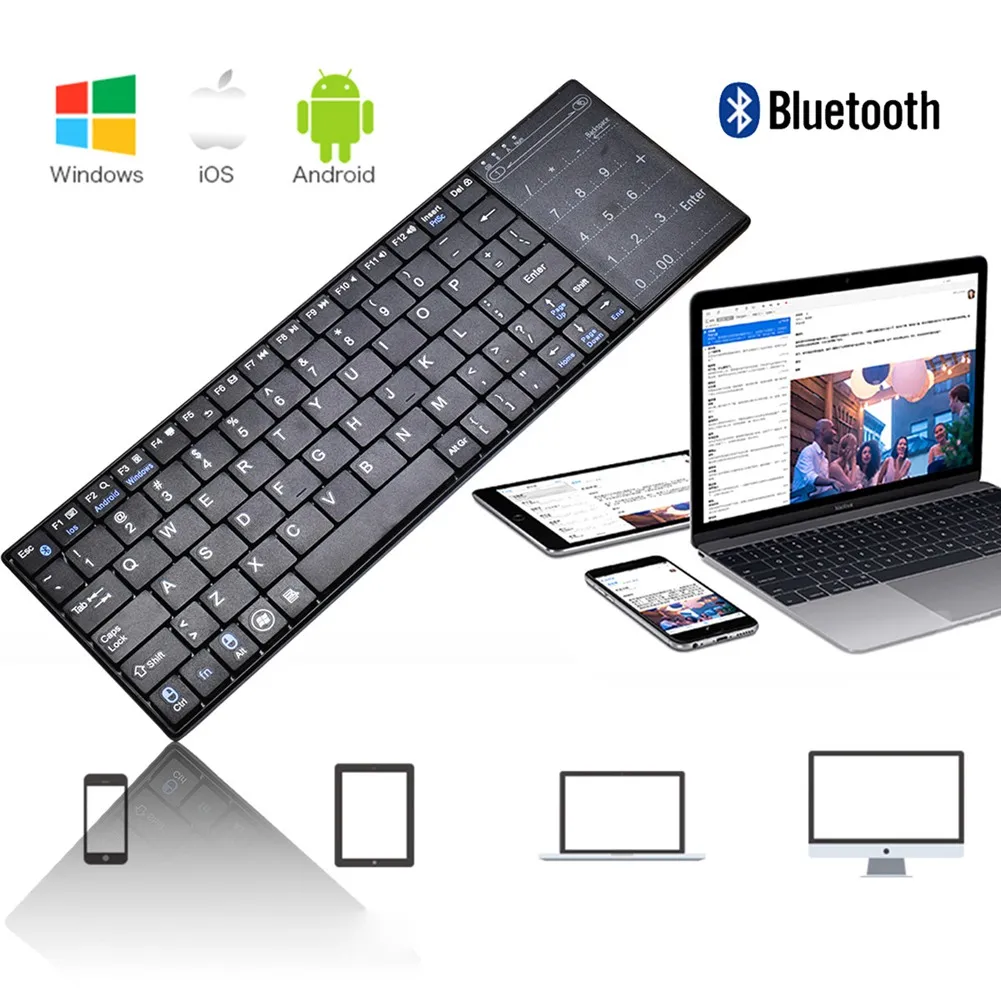 

Wireless Bluetooth Ultra-thin Keyboard with Built-in Multi-touch Touchpad For Windows PC Android IOS Tablet New Arrival