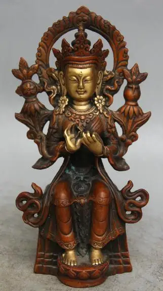 

S01047 7" Tibet Tibetan Buddhism Bronze Gild Maitreya Bodhisattva Statue sculpture B0403