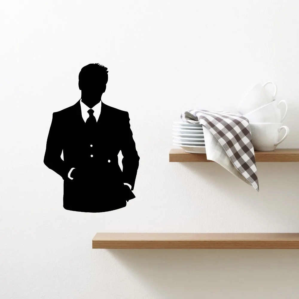 High quality men's suit bust vinyl wall stickers Art Mural wallpaper