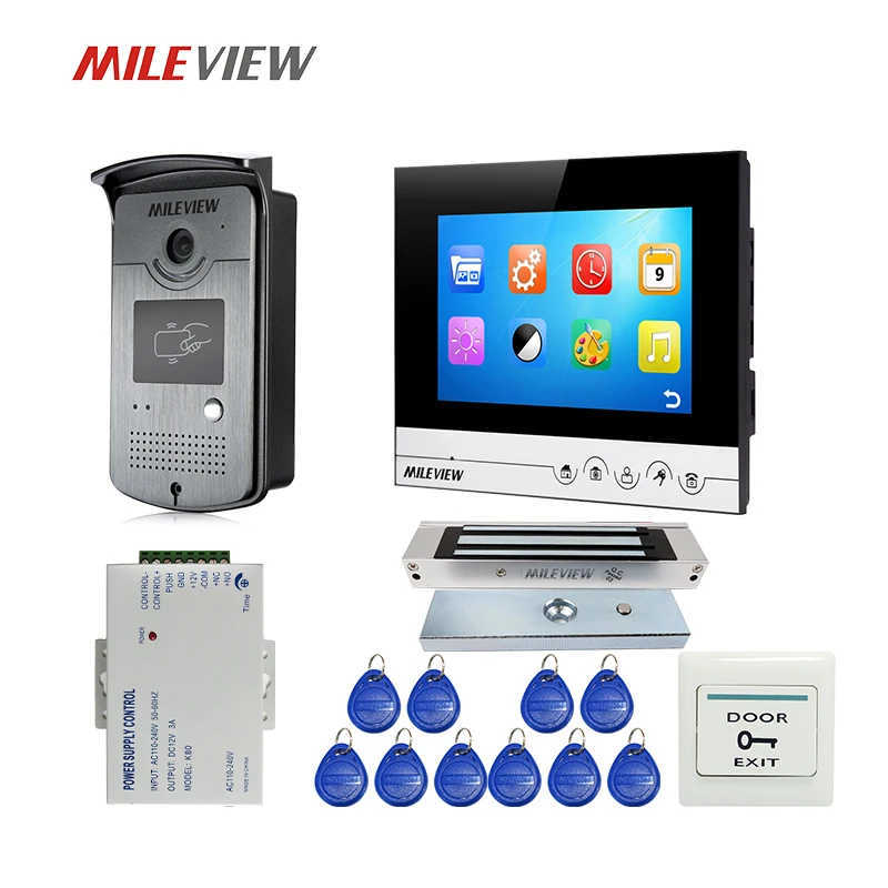 

Free Shipping 7" Color Screen UI Display Video Door Phone Intercom Recording System RFID Access Doorbell Camera + Magnetic Lock