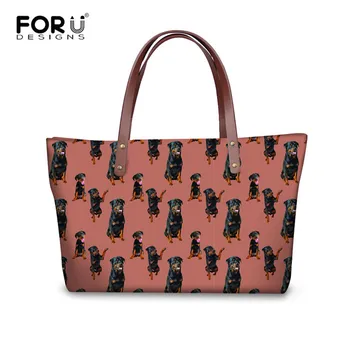 

FORUDESIGNS Women Handbag Rottweiler Pattern Shoulder Bags with Long Leather Wallets Clutch for Ladies Casual Totes Bolso Mujer