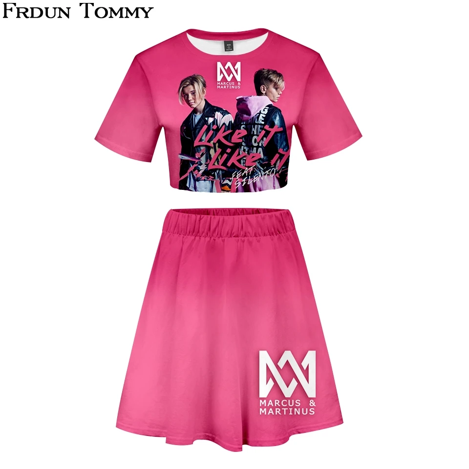 

Frdun Tommy Marcus and Martinus Two Piece Sets For Beautiful Girl Short sleeve Tees and Short Skirt Loose Kpop Casual Fashion