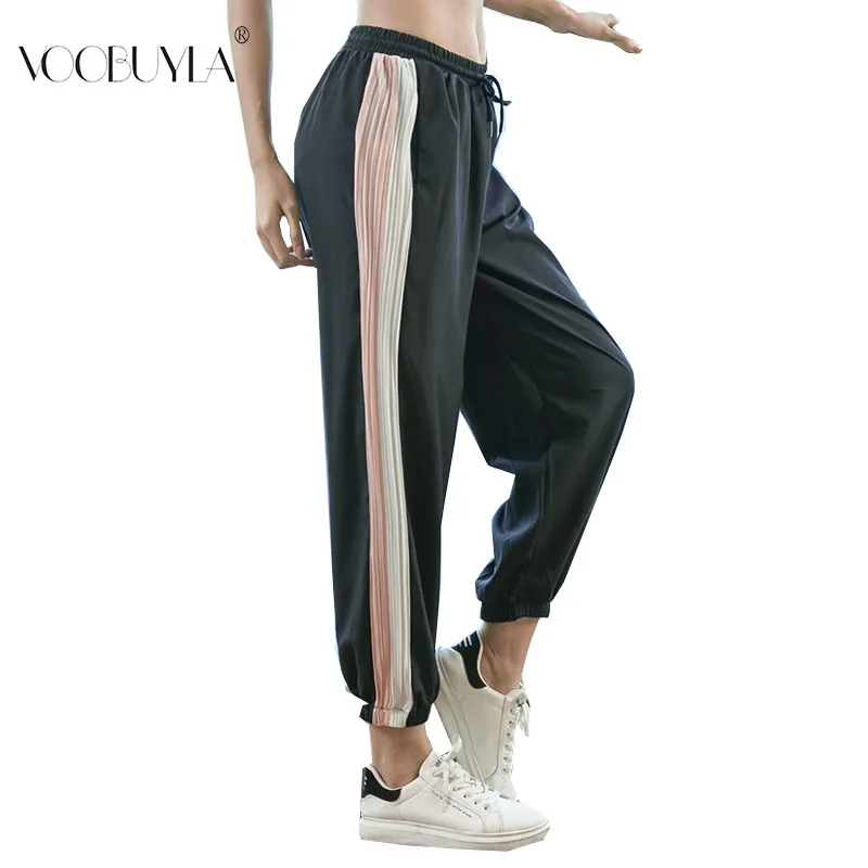 

Voobuyla 2019 Spring Women Running Pants Loose Fitness Leggings Patchwork Sport Pants Yoga Leggings Gym Fit Training Trousers