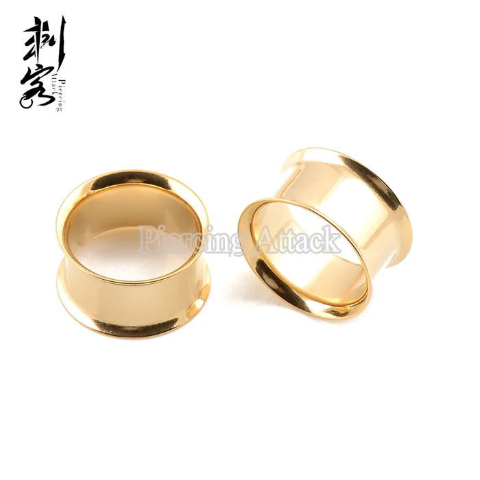 Gold Double Flared Plug 2.5mm 16mm Cheap Ear Plug Mixed Sizes Body