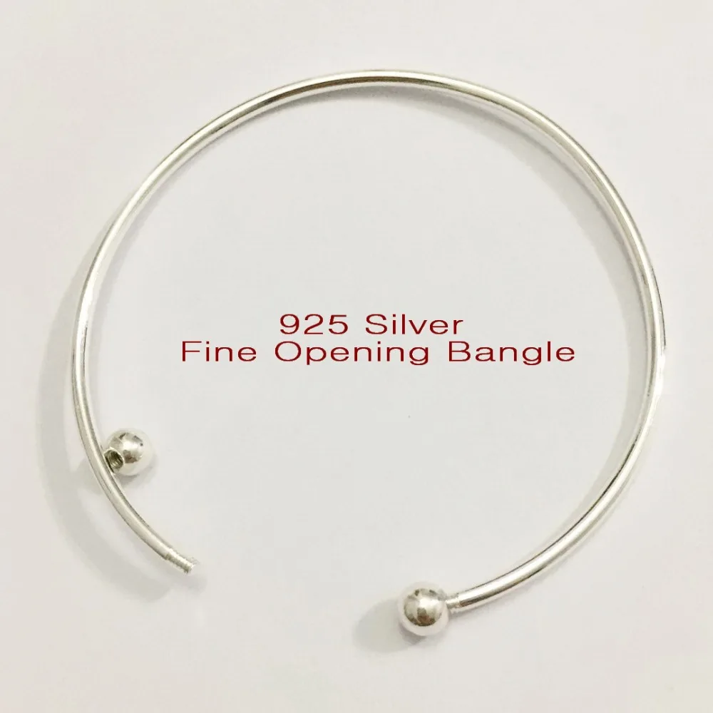 

2mm Fine Unscrew 925 Silver Bangle Silve/ Gold Color Opening Bangle, Balls Of Bracelet Can Be Turned On Diy With Charms