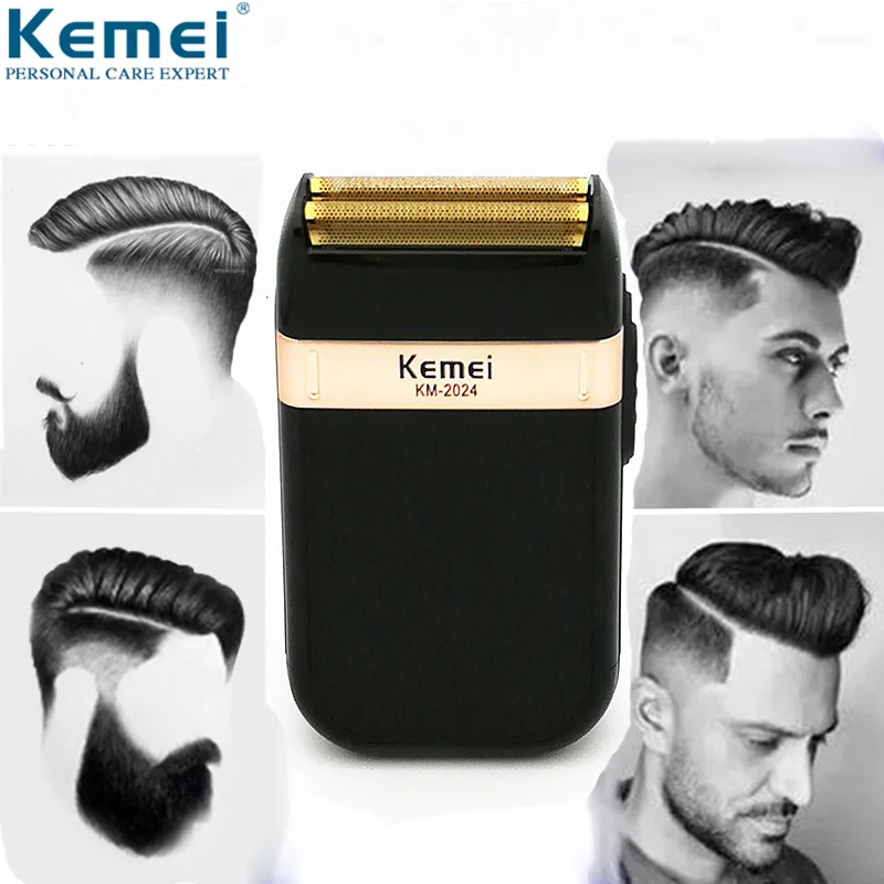 Продажа Kemei электробритва для мужчин с двойным лезвием, водонепроницаемая возвратно поступательная Беспроводная Бритва, перезаряжаемая USB бритва, ...
