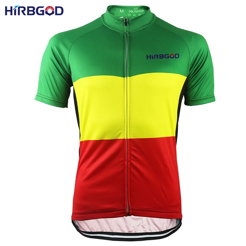 HIRBGOD Tricolor Mens Cycling Jersey Summer Short Sleeve Sport Quick