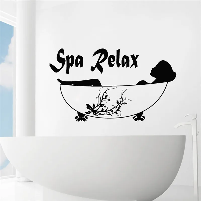 Image Spa Relax Simple Quotes Art Wall Decals Home Rooms Special Decorative Wall Murals Woman Silhouette Modern Salon Wallpaper