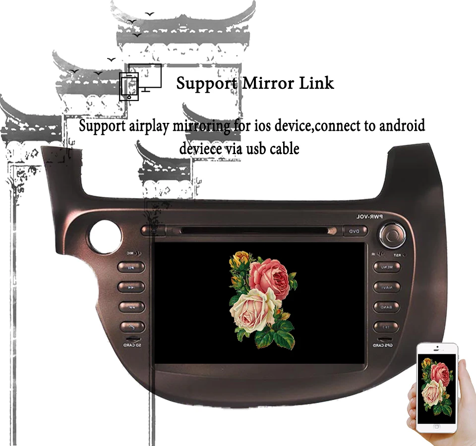 Sale Android 9.0 Octa Core 1024*600 Fit HONDA FIT JAZZ LHD RHD 2007 2008 - 2012 13 Car DVD Player Navigation GPS 3/4G Radio Head Unit 4