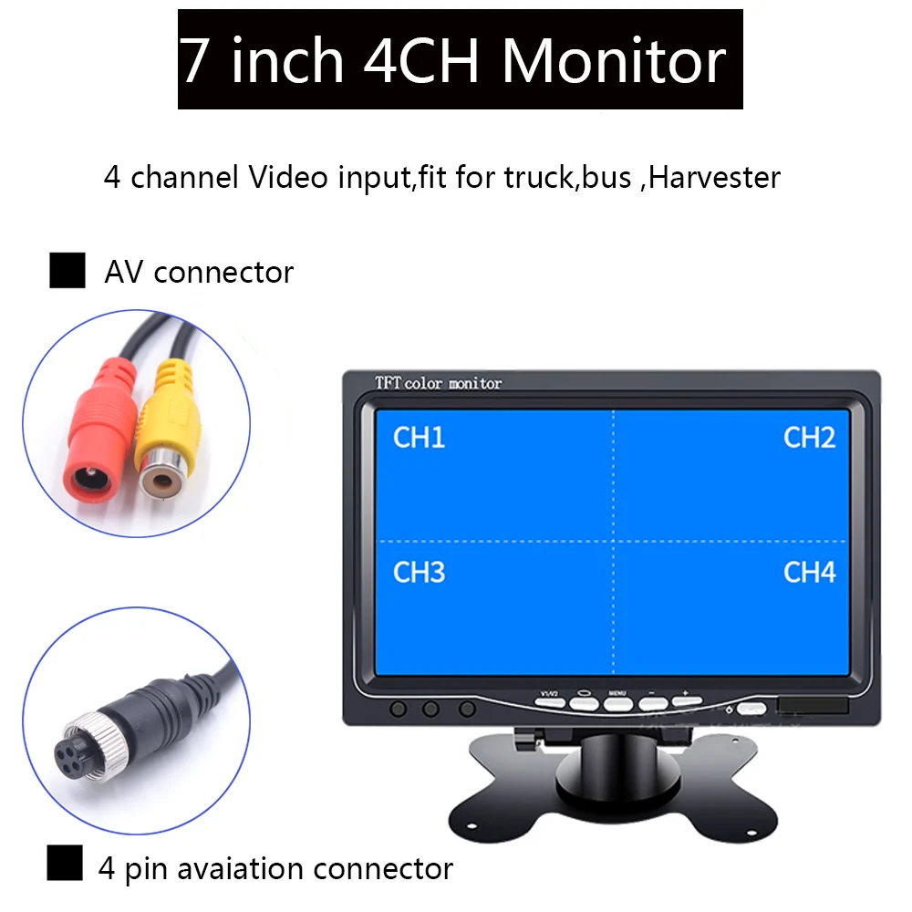 7 дюймов HD Quad Сплит монитор для грузовика 4CH видео вход парковка приборная панель с ночного видения резервная камера дистанционного управления