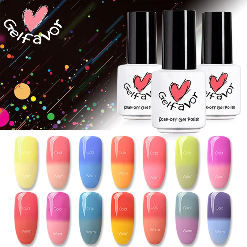 Gelfavor 7 мл гель Лаки Temprature изменения Цвет УФ лак для ногтей Nail Art вылечить ногти
