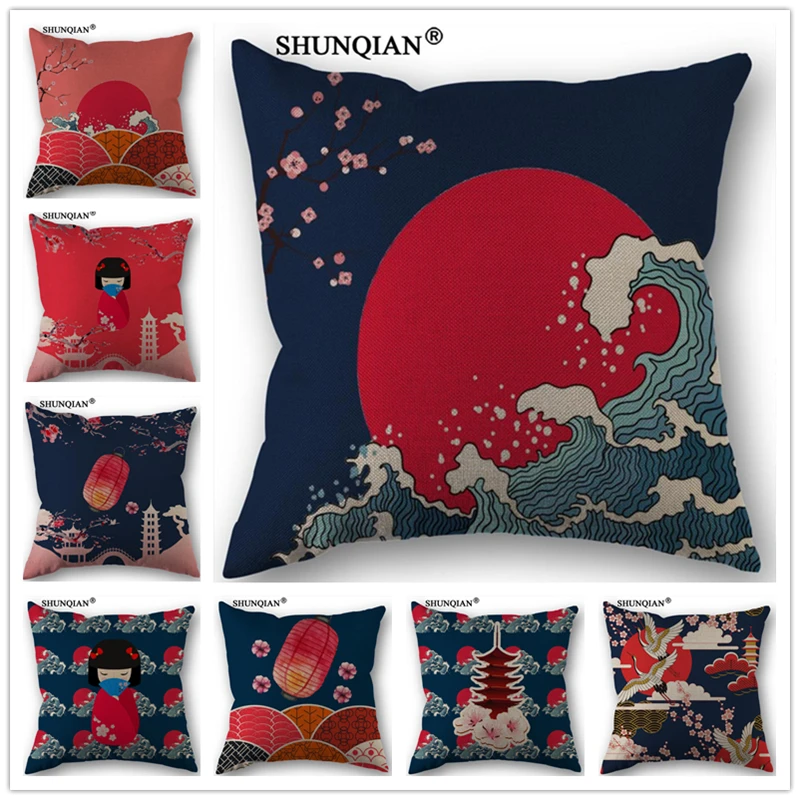 Buy C4121 Japanese traditional style holiday pillowcase Custom One Side Pillow