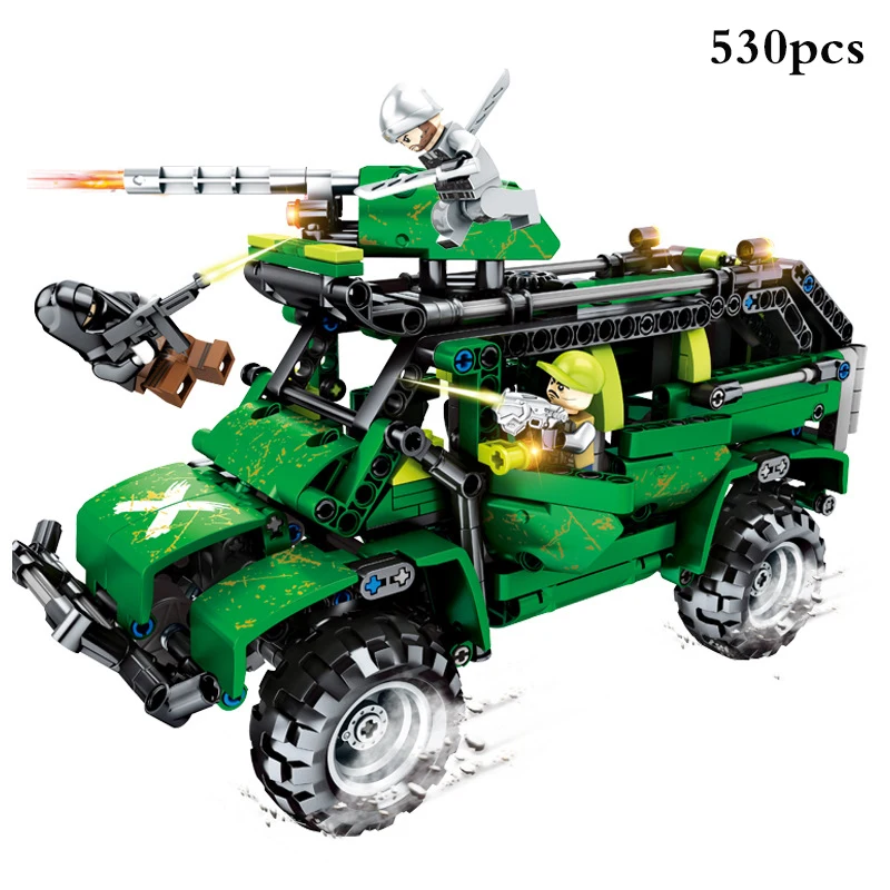 

530pcs Speed Pull Back Racing Car Military Tank Building Blocks Compatible Legoings Army Bricks Educational Toys For Children