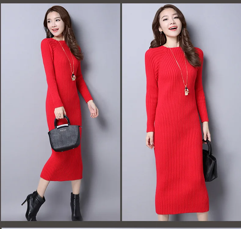 winter sweater dress long pure color Women Dresses pink red Elegant soft Knitted Sweater Dress Bodycon Slim Midi Vestidos winter sweater dress long pure color Women Dresses pink red Elegant soft Knitted Sweater Dress Bodycon Slim Midi Vestidos