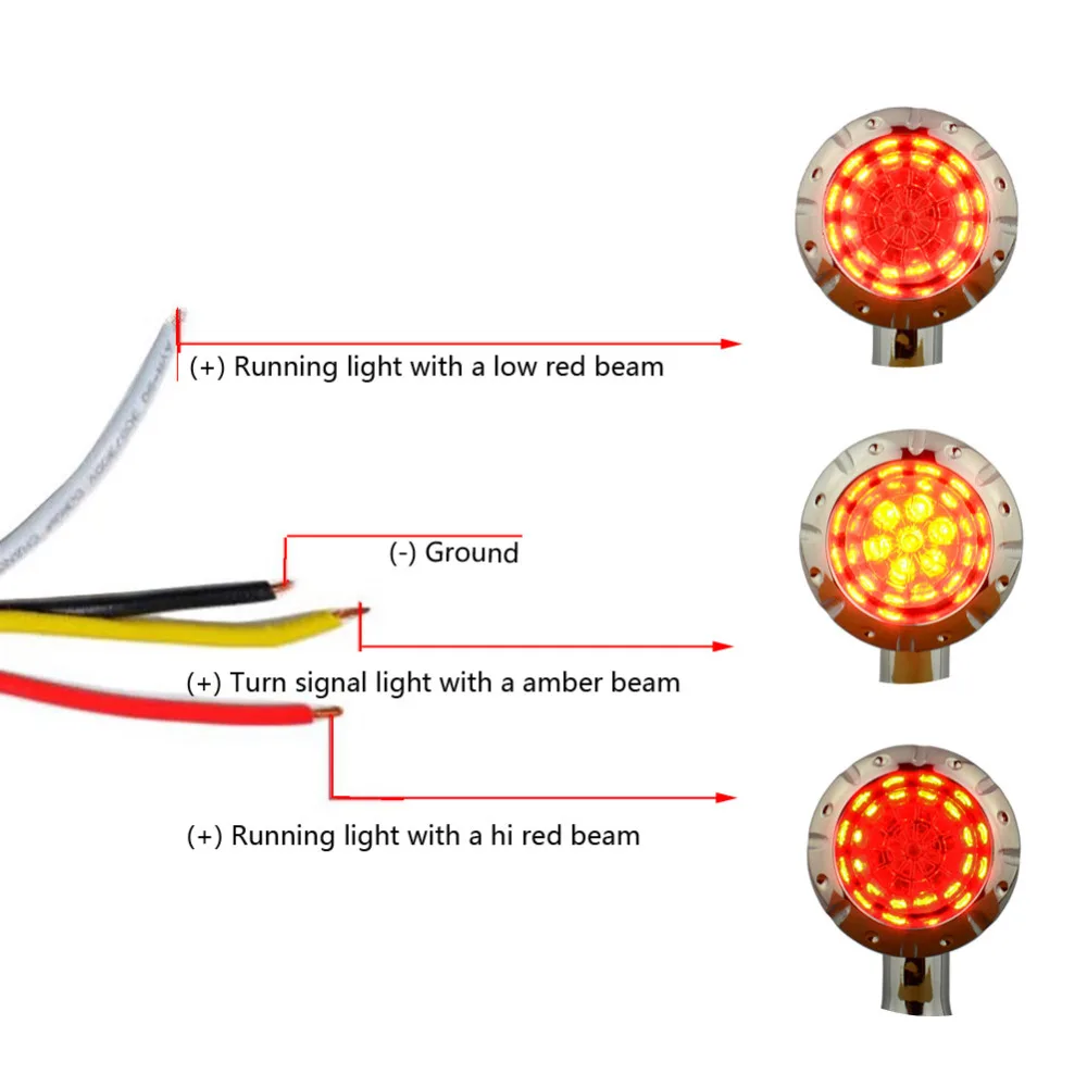 Universal 4 wire Chrome 12v Blinker running brake Bullet LED Brake Turn  Signal Light Indicator Lamp Motorcycle for Harley Honda