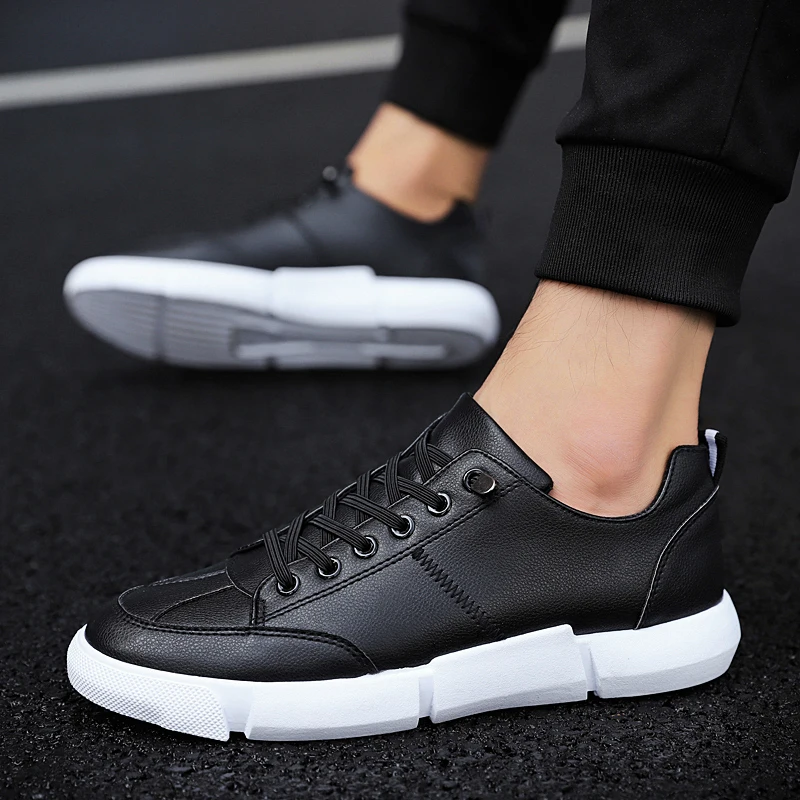 Chaussures Shoes Casual Plat vulcanize Hommes De slip Étudiants Dentelle Vulcaniser Léger Cuir En Sneakers up Non Vulcanize Shoes Mode Respirant Aptesol YfRqq