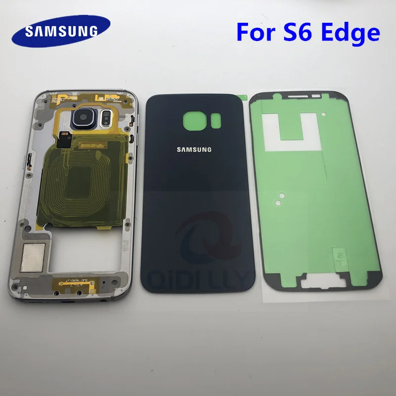 Задняя крышка аккумулятора S6 Edge передняя средняя рамка для Samsung Galaxy G925 G920F G9250