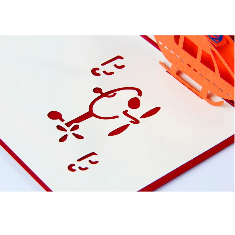 1pcs Helicopter 3D Paper Laser Cut Pop Up Anime Vintage Birthday Greeting Cards Gifts Wishes Postcards Crafts with Envelope Gift (8)