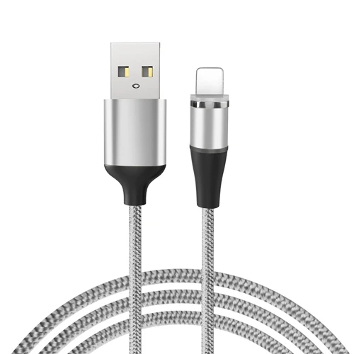 VOXLINK 1 м светодиодный магнитный USB кабель для iPhone Xs 6 7 и USB TypeC кабель и Micro USB нейлоновая оплетка для samsung Xiaomi huawei USB C - Цвет: Silver for APPLE