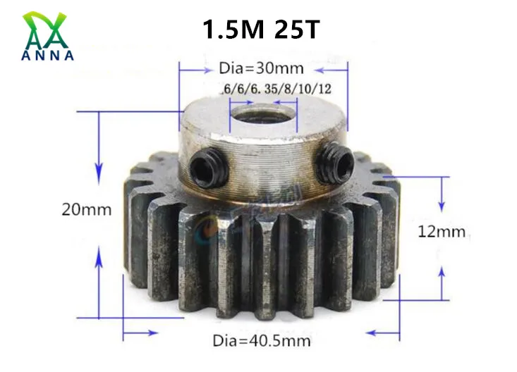 1,5 м 25 т 1,5 мод зубчатая стойка 25 зубцов закалка прямозубая Шестерня отверстие 6-15 мм Точность зубчатой передачи 45 стали cnc шестерня