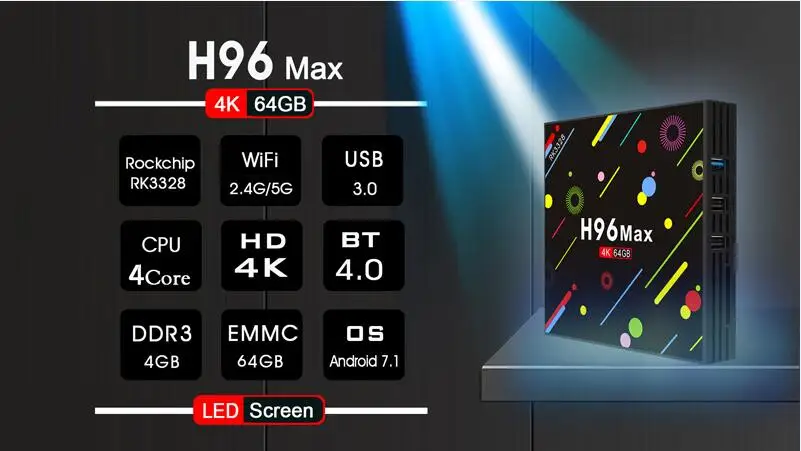 H96 Max H2 4G 64G Android 7.1 TV Box RK3328 Quad Core 4K HD Smart Tv 2.4G/5G Dual WiFi USB 3.0 Bluetooth 4.0 Media Player