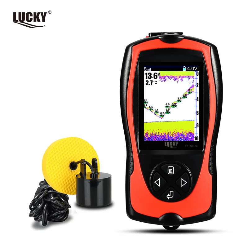الكورية القائمة! محظوظ FF1108-1CT المحمولة صياد السمك سونار العمق مسبار إنذار للماء Fishfinder سونار الأسماك