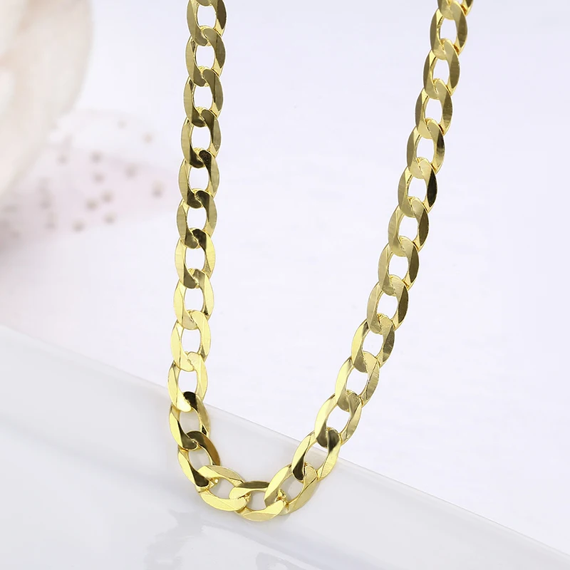 Тонкий 925 пробы Серебряный W/золотой цвет панцирная цепь звено ожерелья для мужчин ювелирные изделия Хип-хоп ожерелье-колье 50 см-80 см 4 мм ketting